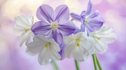Obraz premium Soft purple and white hyacinth flowers.