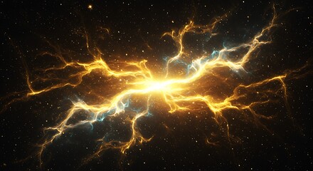 Golden Photon Trail Across Stars
An abstract digital background with golden photon trails racing through a deep starfield, creating twisting ribbons of light against a dark cosmic backdrop