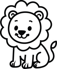 Lion Coloring book in line art and sketch 
