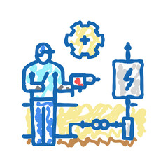 electrical rewiring icon doodle illustration