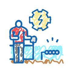 switches and sockets installation icon doodle illustration