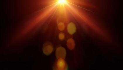  intense orange sunburst with lens flare and hexagonal bokeh for web backgrounds, print graphics, digital branding, or motion design overlays