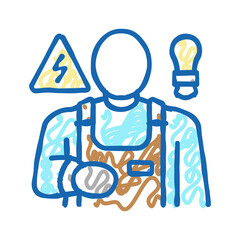 electrician worker icon doodle illustration