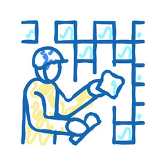 tiler worker icon doodle illustration
