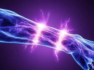 Obraz premium Glowing Arm with Energy Pulses Abstract Digital Art