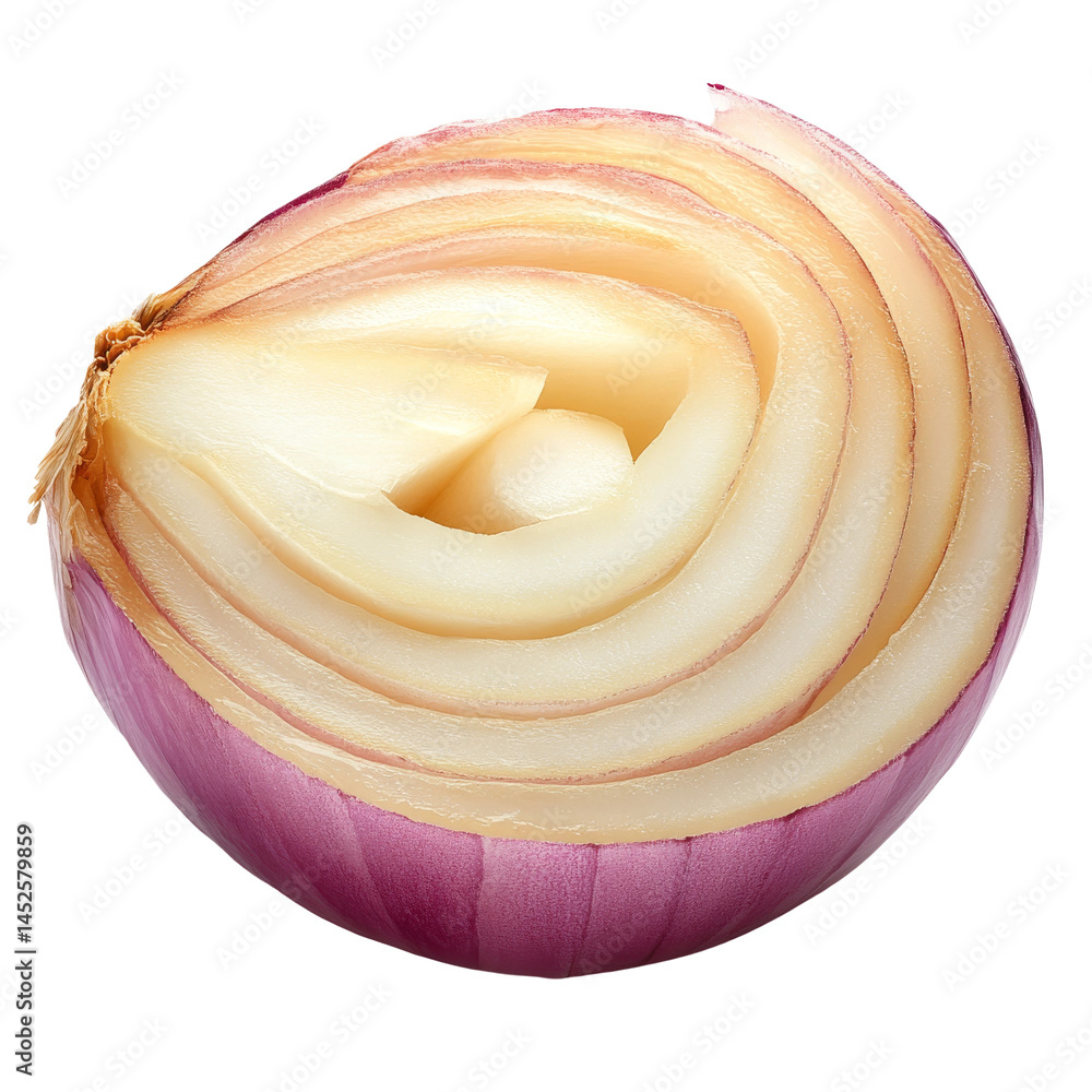 Aufkleber a cross-section of a vibrant red onion, displaying its layered structure