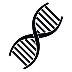 Flat Black Vector Silhouette of a DNA Double Helix Icon Representing Genetics, Molecular Biology, and Scientific Research on White Background