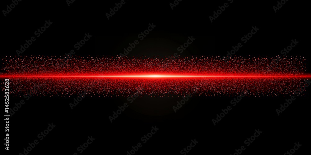 Poster abstract red light beam glowing brightly in the dark with sparkling particles design element for tec