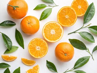 Bright Orange Citrus Fruits with Whole and Sliced Oranges on Display