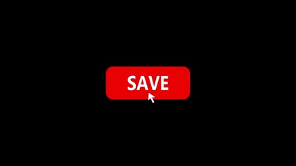 Click on save button pressed with arrow cursor, animation on black background.