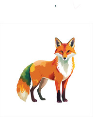 Obraz premium red fox, animal, wildlife, forest creature, orange fur, pointed ears, bushy tail, detailed digital art, 
