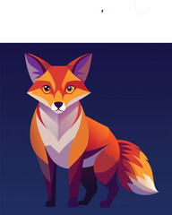 Obraz premium a detailed digital illustration of a fox, geometric and abstract style, bright vibrant colors, 