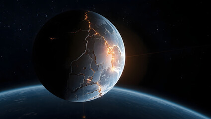 Fototapeta premium Cracked Planet A Cosmic Repair – Stunning Space Art