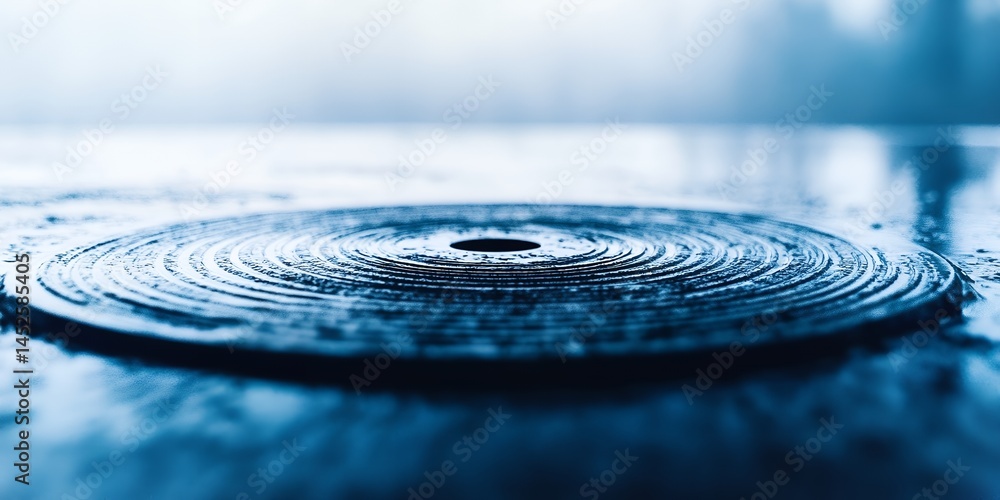 Poster close up view of a circular textured surface with concentric rings a unique abstract design element 
