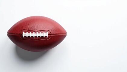 Overhead shot of an American football on a white background , sports, leather
