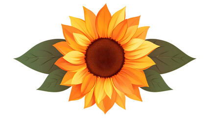 Naklejka premium a sunflower clipart, flower element, flat design illustration, yellow-orange palette, isolated on white background