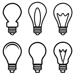 Black Light Bulb Vector Set.tech or innovation product showcasing