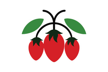 red tomato with green leaves