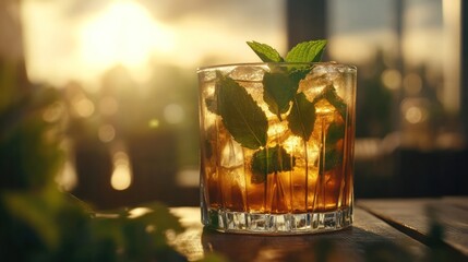 Golden Hour Cocktail: A Refreshing Mint Julep at Sunset