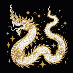 Fototapeta premium Serpent’s Flow great naga isolated watercolor vector illustration svg