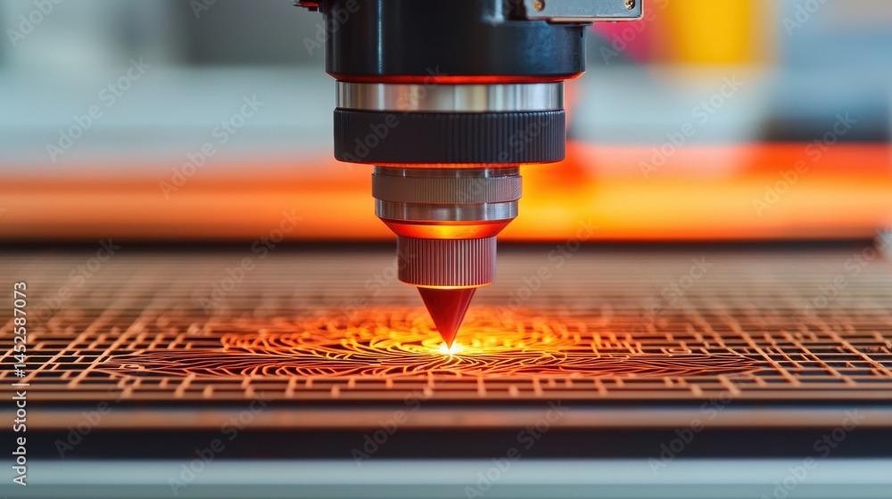Aufkleber precision laser cutting machine in action with intricate design work