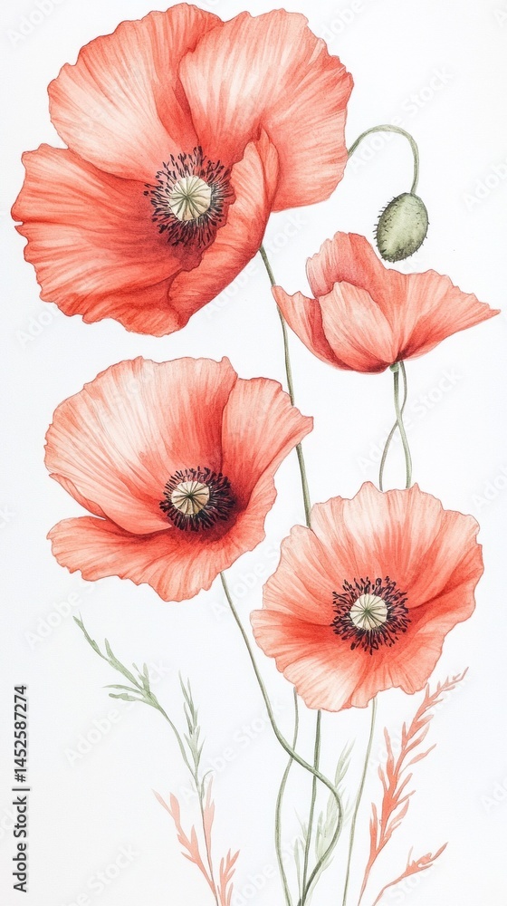 Poster a stunning arrangement features large poppies in soft coral hues displaying their delicate petals an