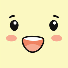 Cute Cartoon Face with Blushing Cheeks