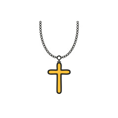 Cross Necklace Pendant with Bead Chain Illustration
