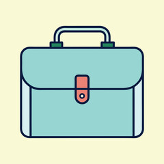 Stylized light blue briefcase with handle and closure, clean design