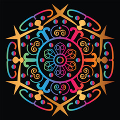 Vibrant Rainbow Mandala Design with Geometric Patterns