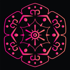 Abstract Pink Mandala Design on Black Background