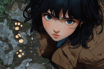 Close-up view of a young woman's expressive face.