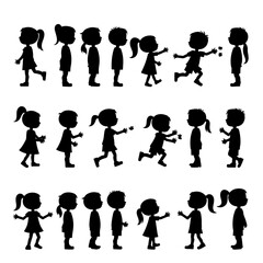 Set Silhouettes of children, vector silhouettes of children