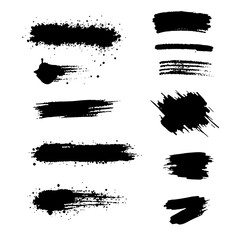 Brush line set. Vector calligraphy paint strokes. Vintage Chinese brushstrokes collection