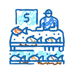 market seafood icon doodle illustration