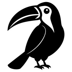 Toucan bird vector illustration of tropical bird with large beak for logo design and graphic art projects isolated on transparent background © QuickDesign24