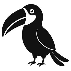 Fototapeta premium Black toucan vector illustration of exotic bird with large beak for design and decoration needs today isolated on transparent background