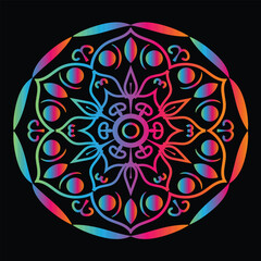 Rainbow Mandala Design Element for Spiritual Art