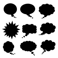 Set black comics talk speech bubbles and think or message vector