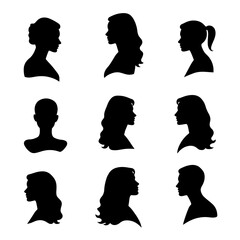 Set vector silhouette of a woman
