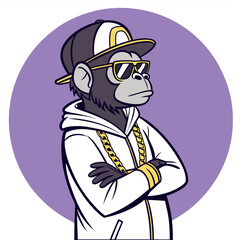 Cool Ape in Hip Hop Attire Ai-Generated