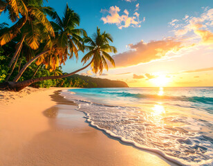 tropical beach with palm trees