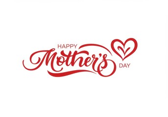 Happy mother's day text in red with a heart on a white background image