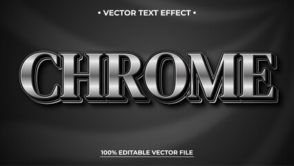 Chrome Silver 3d editable text effect style with metal color