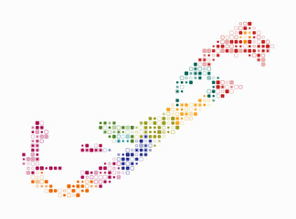 Bermuda, shape of the country build of colored cells. Digital style map of the Bermuda on white background. Small size rounded square blocks. Awesome vector illustration.