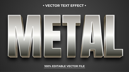 Metal text, textured silver color style editable text effect