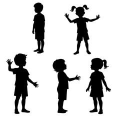 children silhouettes set, Bear silhouettes set, bear silhouettes vector