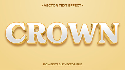 Crown text effect with modern and elegant 3d luxury style
