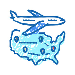 Naklejka premium usa travel icon doodle illustration