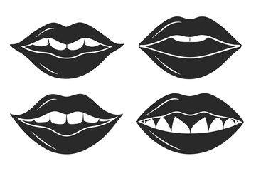 set of Lips silhouette vector illustration